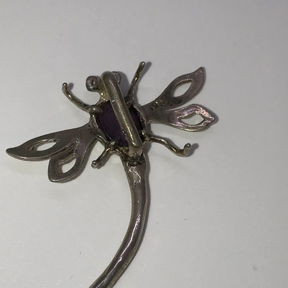 Sterling Dragonfly With Amethyst Pendant - Picture 3 of 15